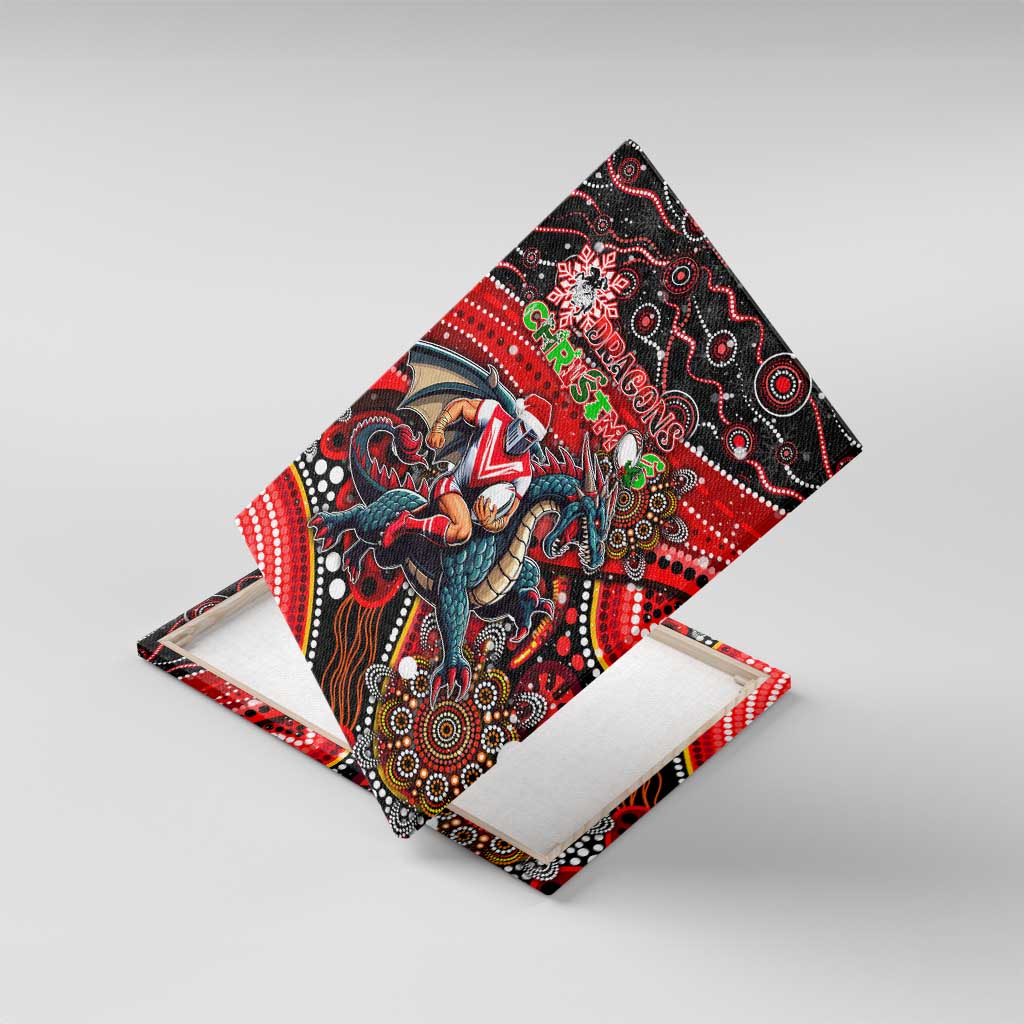 Merry Christmas Dragons Canvas Wall Art Aboriginal Santa Rugby Mascot - St George Illawarra