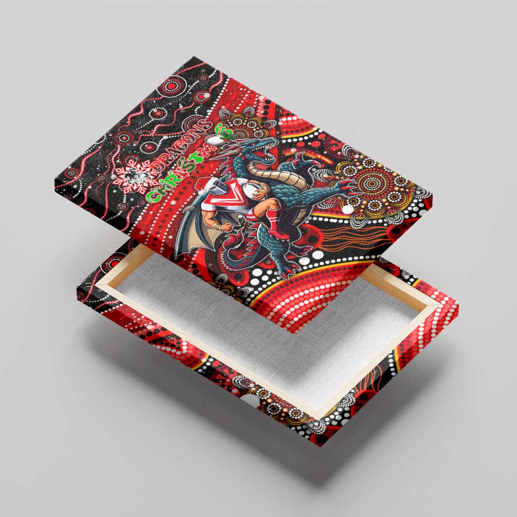 Merry Christmas Dragons Canvas Wall Art Aboriginal Santa Rugby Mascot - St George Illawarra