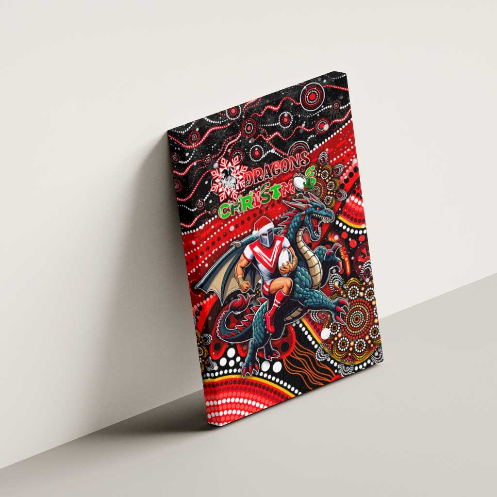 Merry Christmas Dragons Canvas Wall Art Aboriginal Santa Rugby Mascot - St George Illawarra