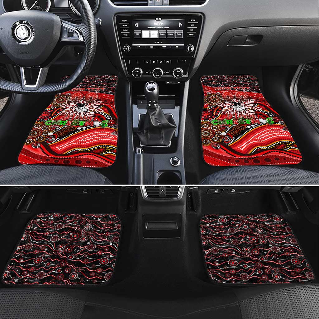 Merry Christmas Dragons Car Mats Aboriginal Santa Rugby Mascot - St George Illawarra