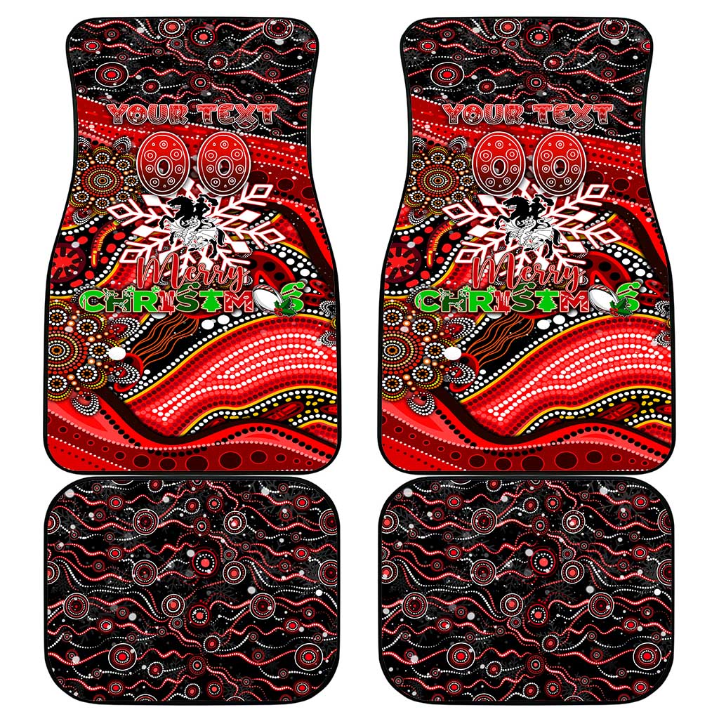Merry Christmas Dragons Car Mats Aboriginal Santa Rugby Mascot - St George Illawarra