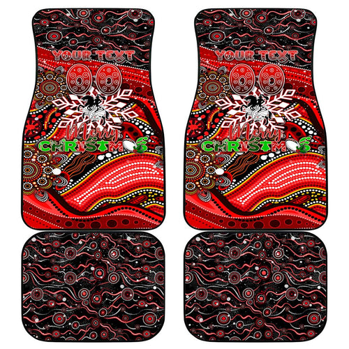 Merry Christmas Dragons Car Mats Aboriginal Santa Rugby Mascot - St George Illawarra