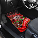 Merry Christmas Dragons Car Mats Aboriginal Santa Rugby Mascot - St George Illawarra