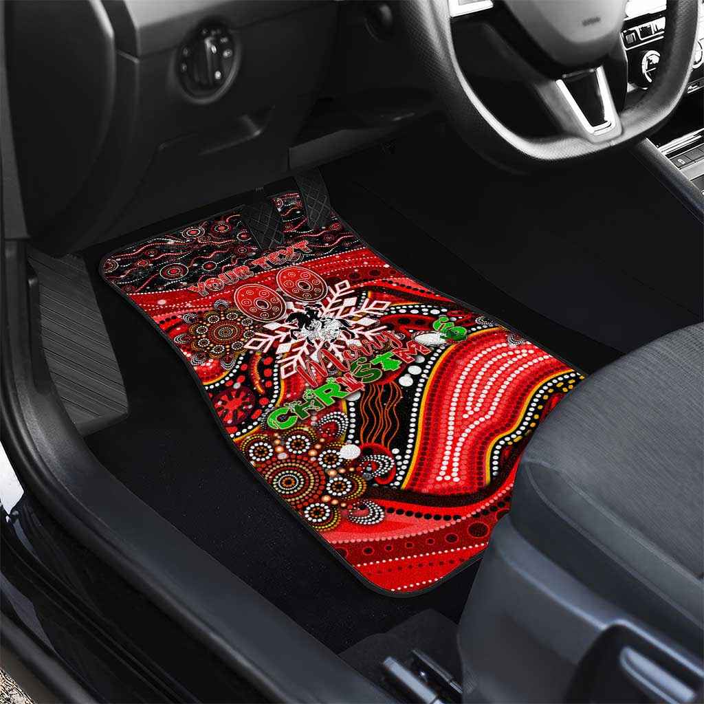 Merry Christmas Dragons Car Mats Aboriginal Santa Rugby Mascot - St George Illawarra