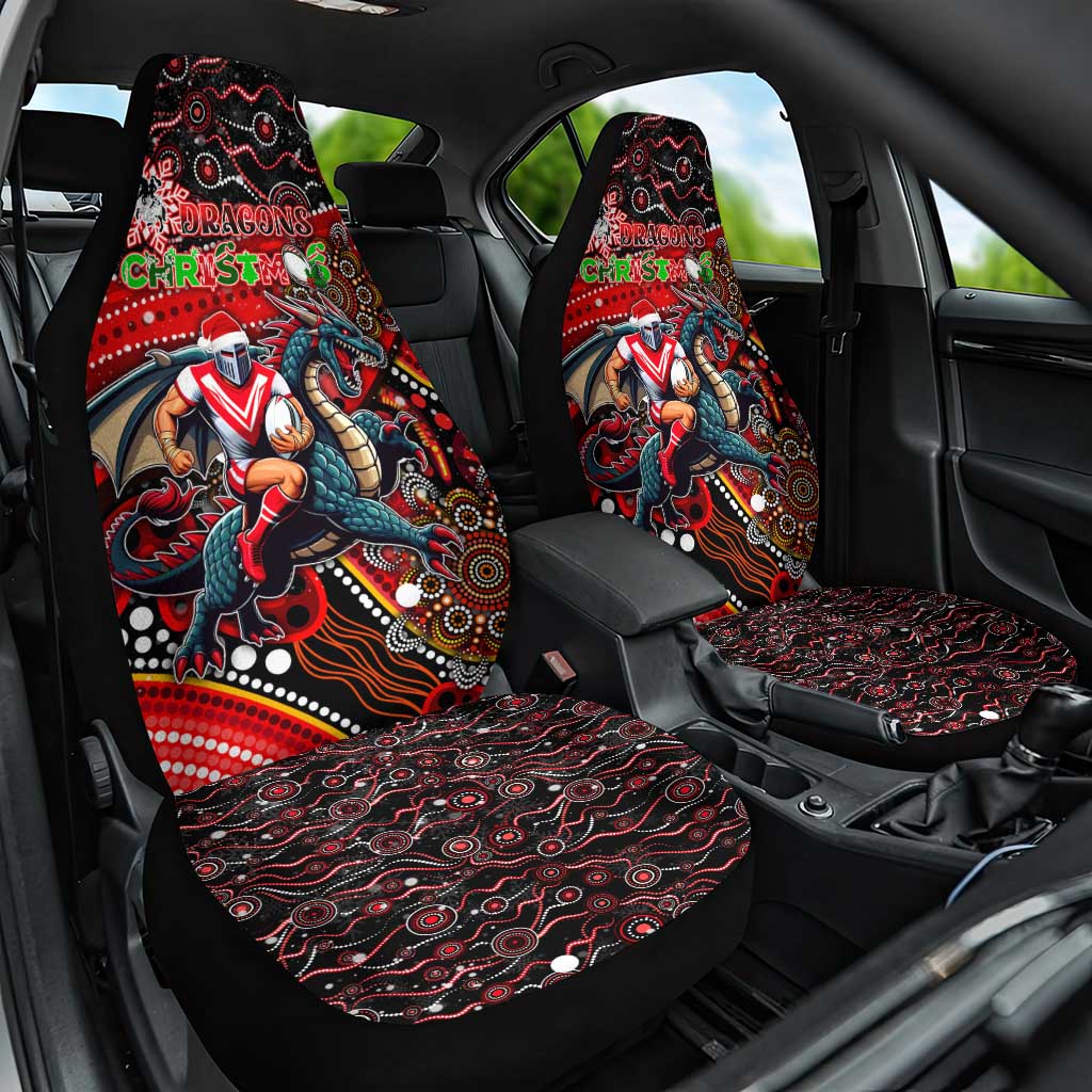 Merry Christmas Dragons Car Seat Cover Aboriginal Santa Rugby Mascot - St George Illawarra
