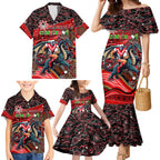 Merry Christmas Dragons Family Matching Mermaid Dress and Hawaiian Shirt Aboriginal Santa Rugby Mascot - St George Illawarra