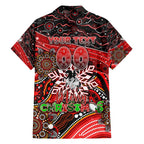 Merry Christmas Dragons Family Matching Off Shoulder Maxi Dress and Hawaiian Shirt Aboriginal Santa Rugby Mascot - St George Illawarra