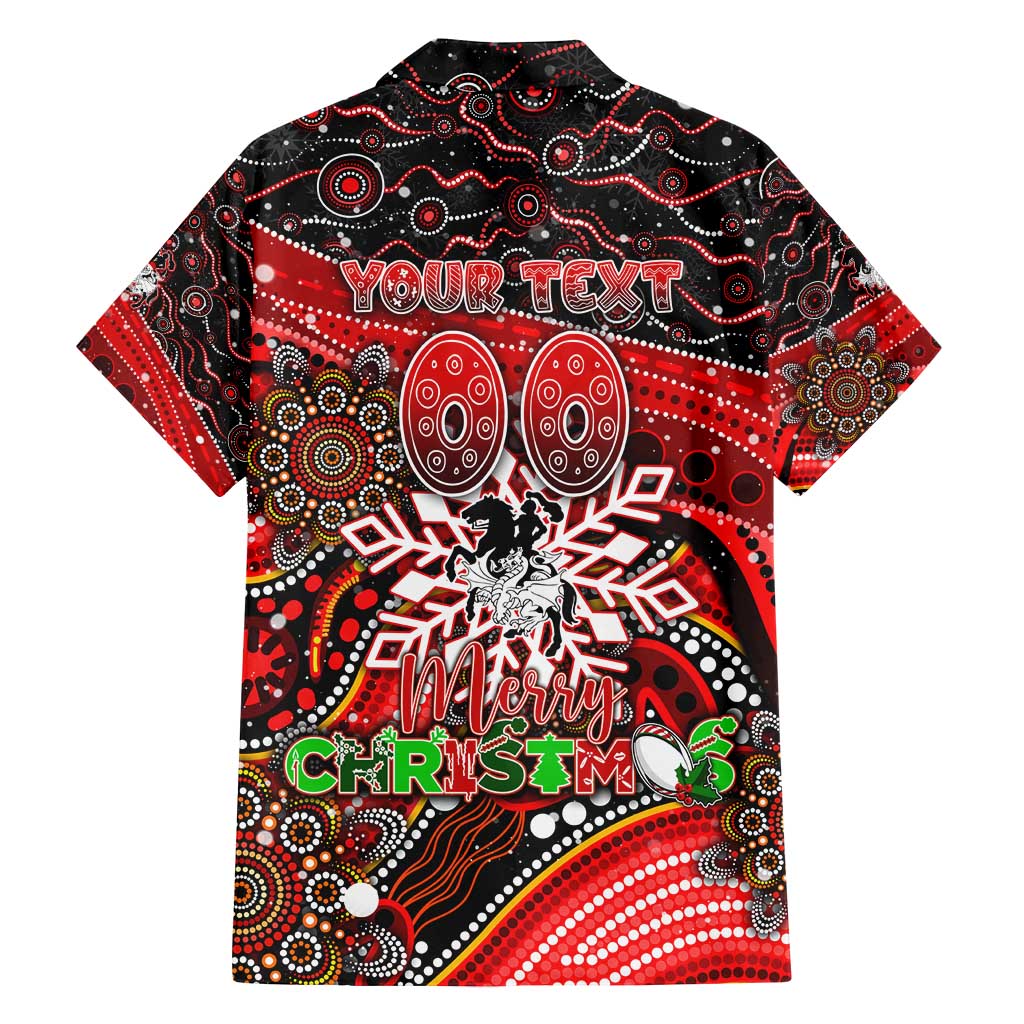Merry Christmas Dragons Family Matching Summer Maxi Dress and Hawaiian Shirt Aboriginal Santa Rugby Mascot - St George Illawarra