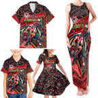 Merry Christmas Dragons Family Matching Tank Maxi Dress and Hawaiian Shirt Aboriginal Santa Rugby Mascot - St George Illawarra