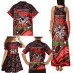Merry Christmas Dragons Family Matching Tank Maxi Dress and Hawaiian Shirt Aboriginal Santa Rugby Mascot - St George Illawarra