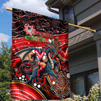 Merry Christmas Dragons Garden Flag Aboriginal Santa Rugby Mascot - St George Illawarra