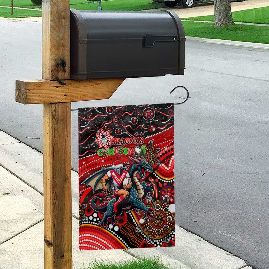 Merry Christmas Dragons Garden Flag Aboriginal Santa Rugby Mascot - St George Illawarra