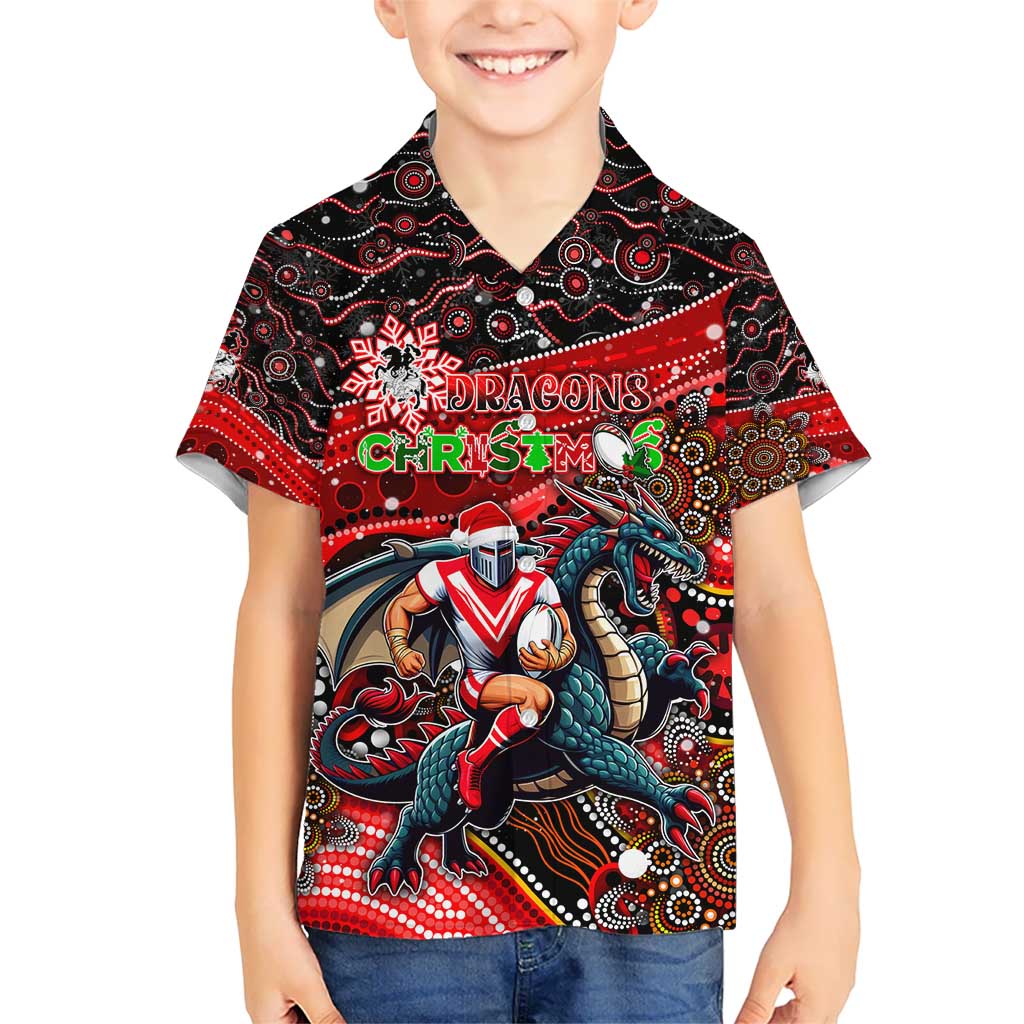 Merry Christmas Dragons Hawaiian Shirt Aboriginal Santa Rugby Mascot - St George Illawarra