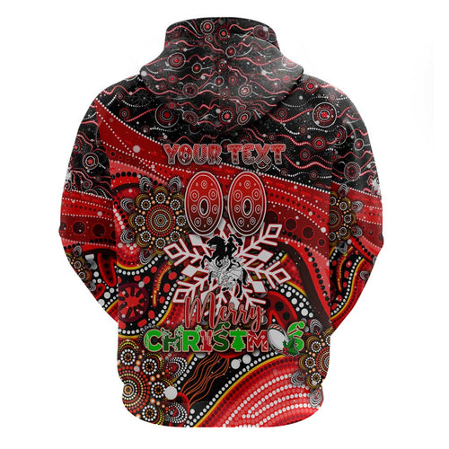 Merry Christmas Dragons Hoodie Aboriginal Santa Rugby Mascot - St George Illawarra