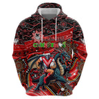 Merry Christmas Dragons Hoodie Aboriginal Santa Rugby Mascot - St George Illawarra