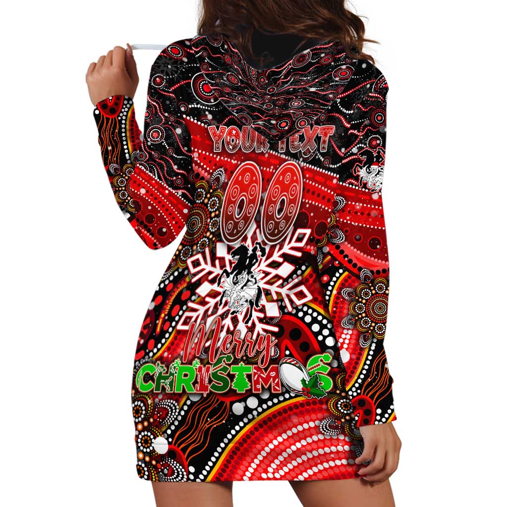 Merry Christmas Dragons Hoodie Dress Aboriginal Santa Rugby Mascot - St George Illawarra