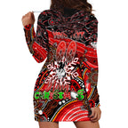 Merry Christmas Dragons Hoodie Dress Aboriginal Santa Rugby Mascot - St George Illawarra