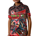 Merry Christmas Dragons Kid Polo Shirt Aboriginal Santa Rugby Mascot - St George Illawarra