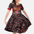 Merry Christmas Dragons Kid Short Sleeve Dress Aboriginal Santa Rugby Mascot - St George Illawarra