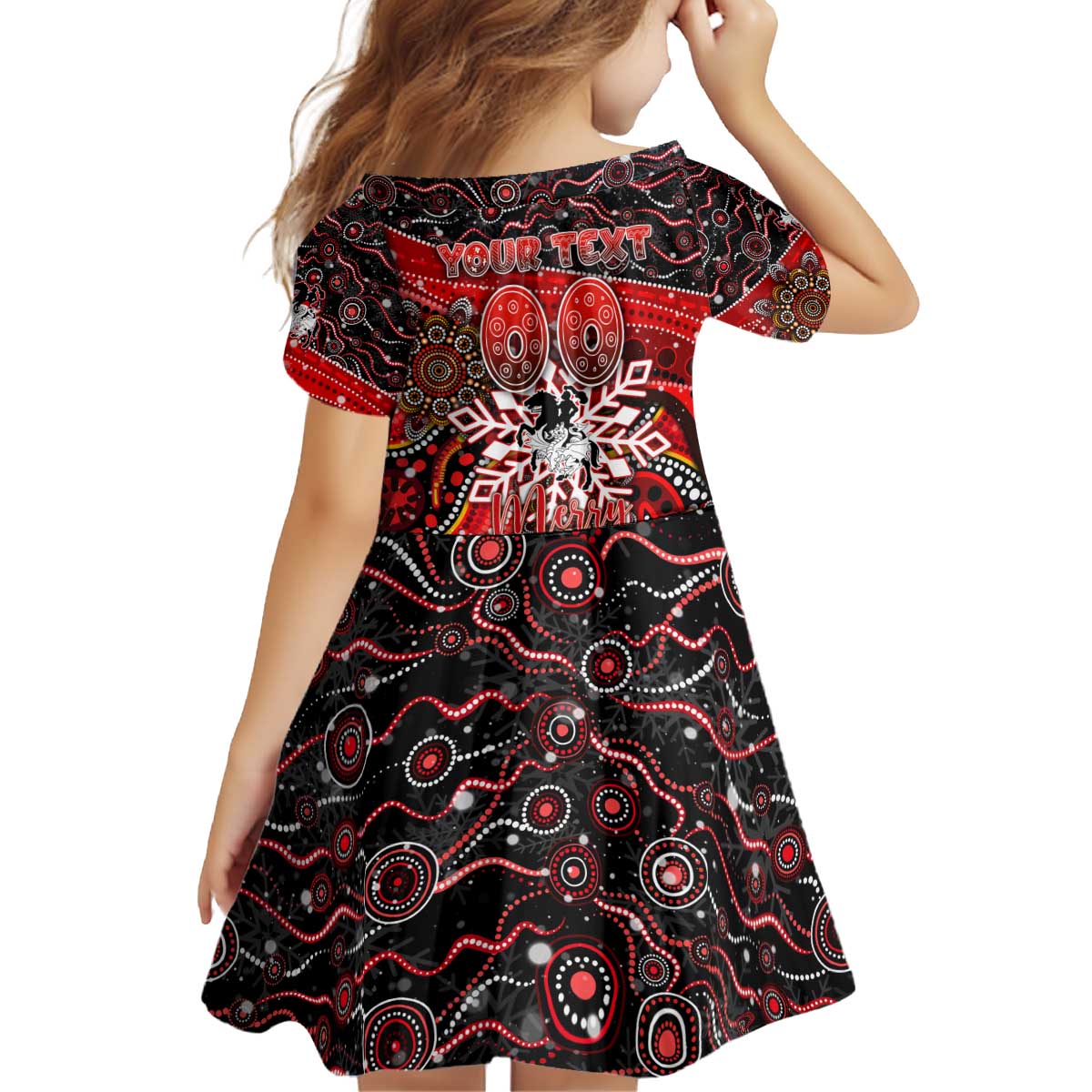 Merry Christmas Dragons Kid Short Sleeve Dress Aboriginal Santa Rugby Mascot - St George Illawarra