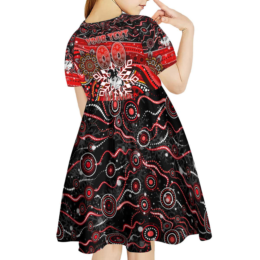 Merry Christmas Dragons Kid Short Sleeve Dress Aboriginal Santa Rugby Mascot - St George Illawarra