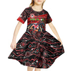 Merry Christmas Dragons Kid Short Sleeve Dress Aboriginal Santa Rugby Mascot - St George Illawarra