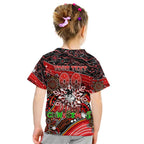 Merry Christmas Dragons Kid T Shirt Aboriginal Santa Rugby Mascot - St George Illawarra