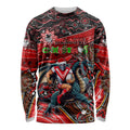 Merry Christmas Dragons Long Sleeve Shirt Aboriginal Santa Rugby Mascot - St George Illawarra