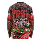 Merry Christmas Dragons Long Sleeve Shirt Aboriginal Santa Rugby Mascot - St George Illawarra