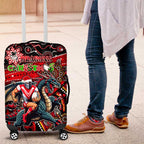 Merry Christmas Dragons Luggage Cover Aboriginal Santa Rugby Mascot - St George Illawarra