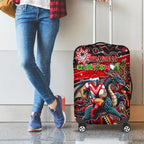 Merry Christmas Dragons Luggage Cover Aboriginal Santa Rugby Mascot - St George Illawarra