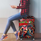 Merry Christmas Dragons Luggage Cover Aboriginal Santa Rugby Mascot - St George Illawarra