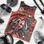 Merry Christmas Dragons Men Tank Top Aboriginal Santa Rugby Mascot - St George Illawarra