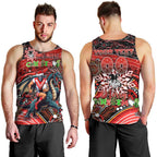 Merry Christmas Dragons Men Tank Top Aboriginal Santa Rugby Mascot - St George Illawarra