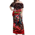 Merry Christmas Dragons Off Shoulder Maxi Dress Aboriginal Santa Rugby Mascot - St George Illawarra