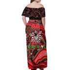 Merry Christmas Dragons Off Shoulder Maxi Dress Aboriginal Santa Rugby Mascot - St George Illawarra