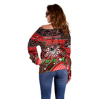 Merry Christmas Dragons Off Shoulder Sweater Aboriginal Santa Rugby Mascot - St George Illawarra