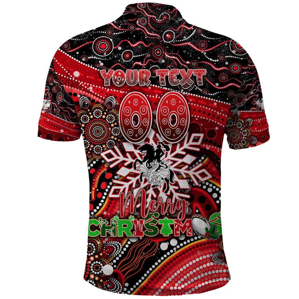 Merry Christmas Dragons Polo Shirt Aboriginal Santa Rugby Mascot - St George Illawarra