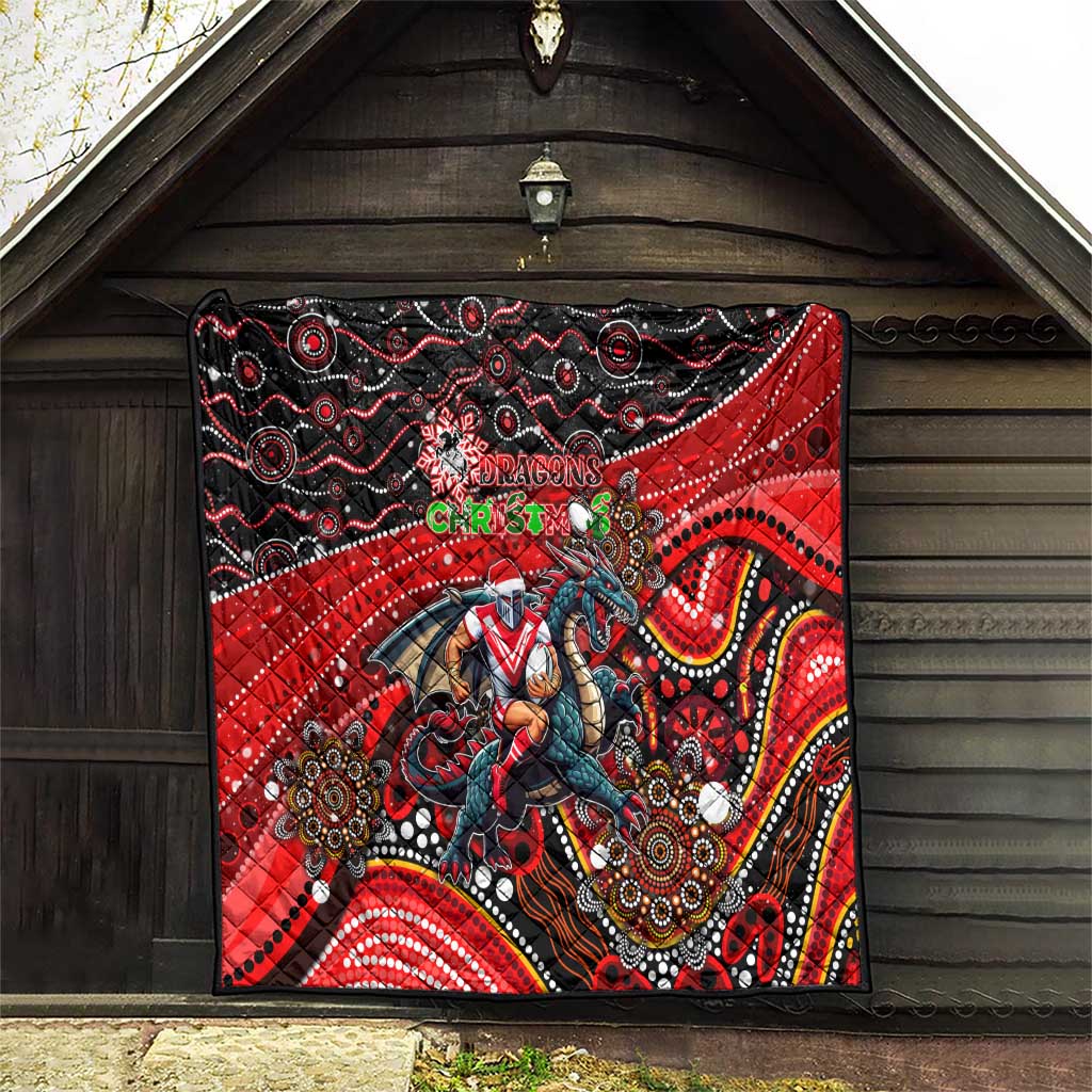 Merry Christmas Dragons Quilt Aboriginal Santa Rugby Mascot - St George Illawarra