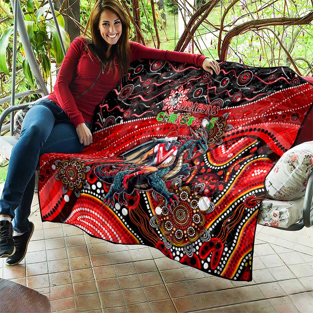 Merry Christmas Dragons Quilt Aboriginal Santa Rugby Mascot - St George Illawarra