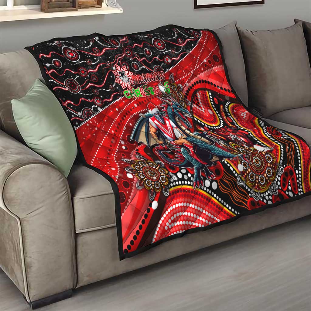 Merry Christmas Dragons Quilt Aboriginal Santa Rugby Mascot - St George Illawarra