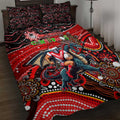 Merry Christmas Dragons Quilt Bed Set Aboriginal Santa Rugby Mascot - St George Illawarra