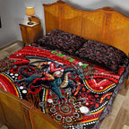 Merry Christmas Dragons Quilt Bed Set Aboriginal Santa Rugby Mascot - St George Illawarra