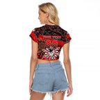 Merry Christmas Dragons Raglan Cropped T Shirt Aboriginal Santa Rugby Mascot - St George Illawarra