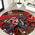 Merry Christmas Dragons Round Carpet Aboriginal Santa Rugby Mascot - St George Illawarra