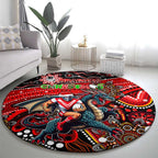 Merry Christmas Dragons Round Carpet Aboriginal Santa Rugby Mascot - St George Illawarra