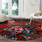 Merry Christmas Dragons Round Carpet Aboriginal Santa Rugby Mascot - St George Illawarra