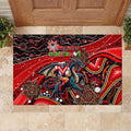 Merry Christmas Dragons Rubber Doormat Aboriginal Santa Rugby Mascot - St George Illawarra