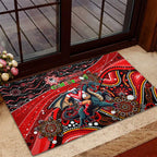 Merry Christmas Dragons Rubber Doormat Aboriginal Santa Rugby Mascot - St George Illawarra