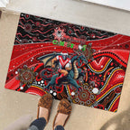Merry Christmas Dragons Rubber Doormat Aboriginal Santa Rugby Mascot - St George Illawarra